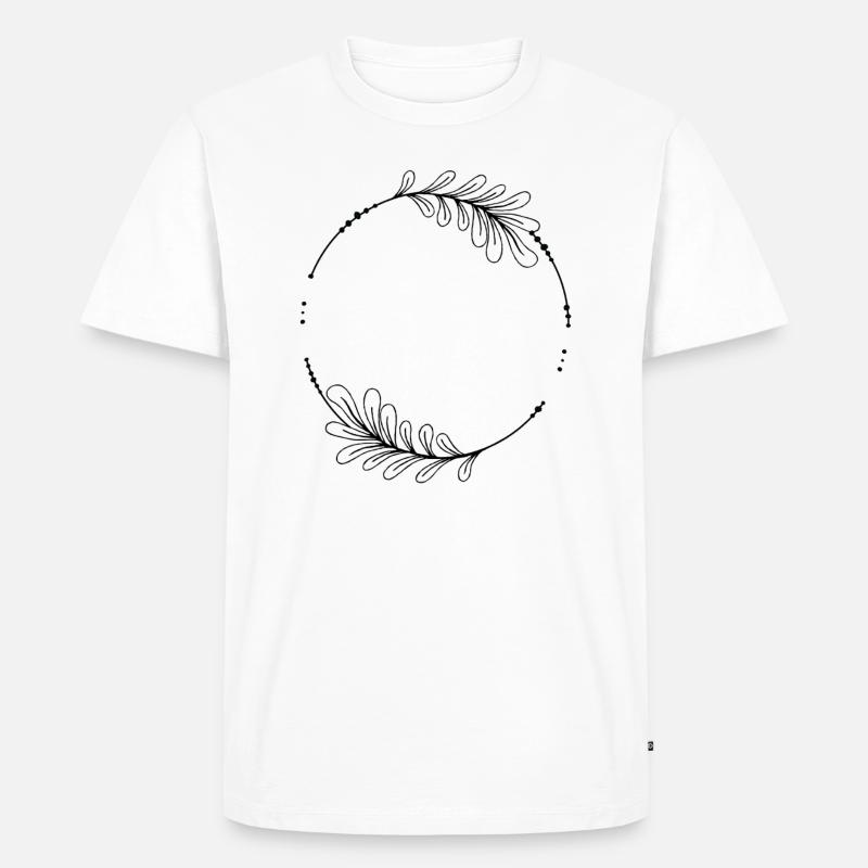 Schwarzer Kreis Rahmen mit Blättern - Männer Premium Bio T-Shirt - Weiß