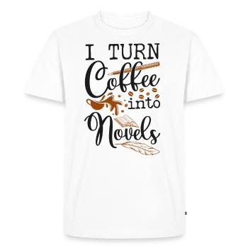 Writing Coffee Novel Writer & - Men's Premium Organic T-Shirt - white - Front - Nico (187cm)