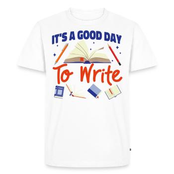 Écriture de livre Roman Écrivain & - T-shirt Premium bio Homme - blanc - Devant - Nico (187cm)