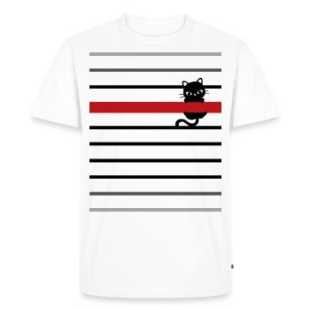 Black sailor red cat stripe - Men's Premium Organic T-Shirt - white - Front - Nico (187cm)