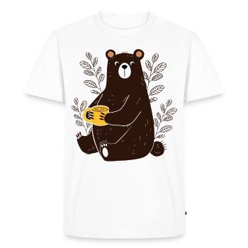 Cute Funny Bear with Tea Coffee Cup Cartoon - Men's Premium Organic T-Shirt - white - Front - Nico (187cm)