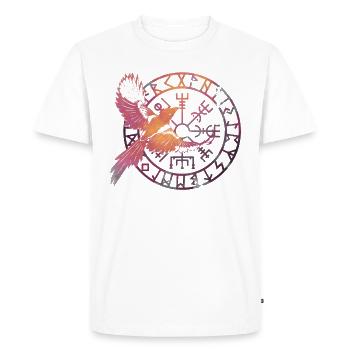 Raven of Norse god melts Vegvisir - Men's Premium Organic T-Shirt - white - Front - Nico (187cm)