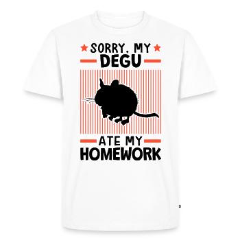 Degu ate my homework - Men's Premium Organic T-Shirt - white - Front - Nico (187cm)