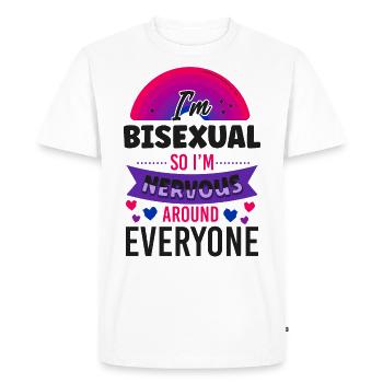 Bisexuel Bi Pride Drapeau Je Suis - T-shirt Premium bio Homme - blanc - Devant - Nico (187cm)