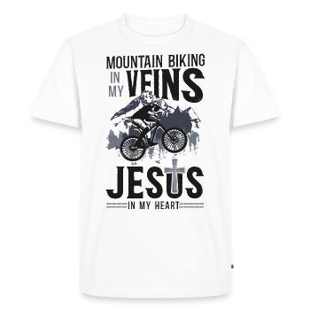 Enduro VTT VTT Équitation - T-shirt Premium bio Homme - blanc - Devant - Nico (187cm)