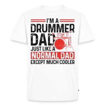 Drummer Drum Set Dad Father Daddy - Men's Premium Organic T-Shirt - white - Front - Nico (187cm)