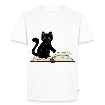 Cat Wizard Conjure Book Children Fantasy Occult - Men's Premium Organic T-Shirt - white - Front - Nico (187cm)