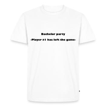 Le premier joueur a quitté la partie, chemise de célibataire - T-shirt Premium bio Homme - blanc - Devant - Nico (187cm)