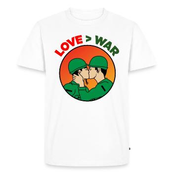 l’amour au lieu de la guerre paix combat - T-shirt Premium bio Homme - blanc - Devant - Nico (187cm)