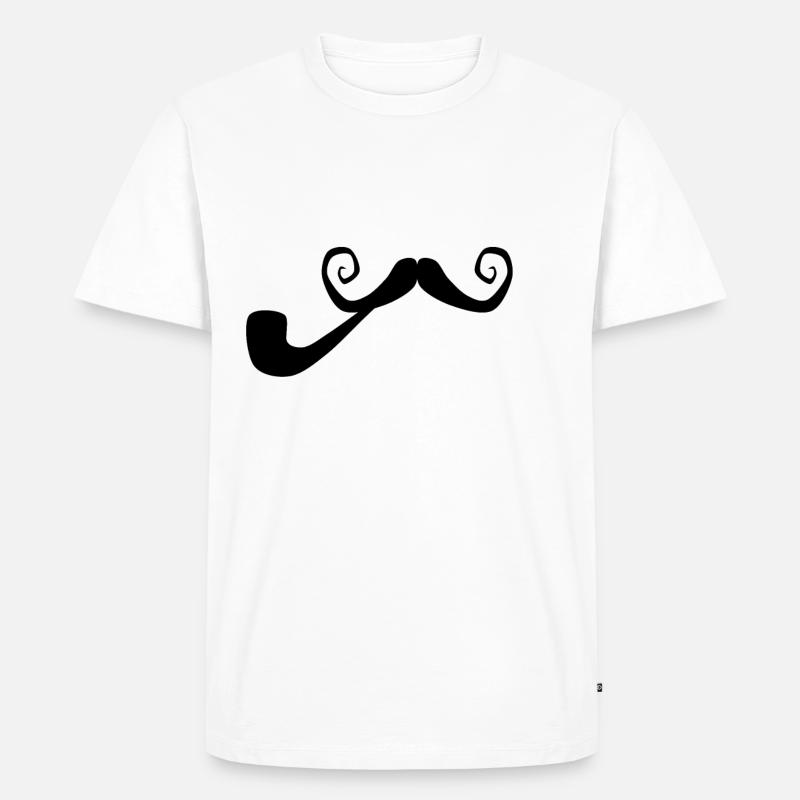 Bart mit Pfeife - Männer Premium Bio T-Shirt - Weiß