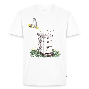 Abeille abeille apiculteur avec bâton - T-shirt Premium bio Homme - blanc - Devant - Nico (187cm)