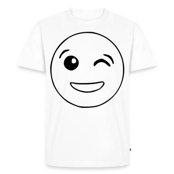 Emoji winking sketch black - Men's Premium Organic T-Shirt - white - Front - Nico (187cm)