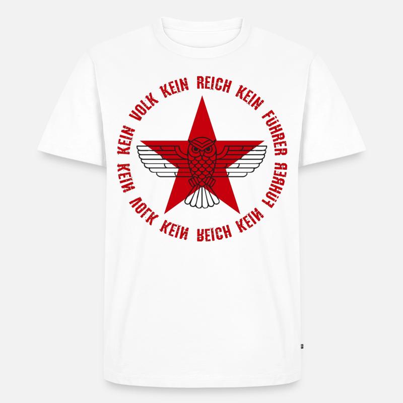 ROTER STERN EULE ANTIFA - FCKNZS - Männer Premium Bio T-Shirt - Weiß