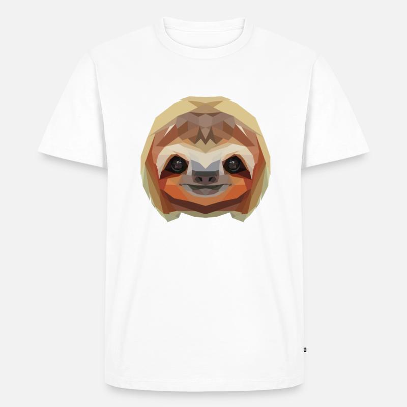 Faultier Mosaik low poly - Männer Premium Bio T-Shirt - Weiß