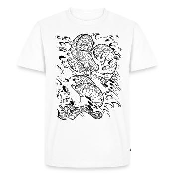 Japon Serpents Serpents Tatouage Art Inspiration Water - T-shirt Premium bio Homme - blanc - Devant - Nico (187cm)
