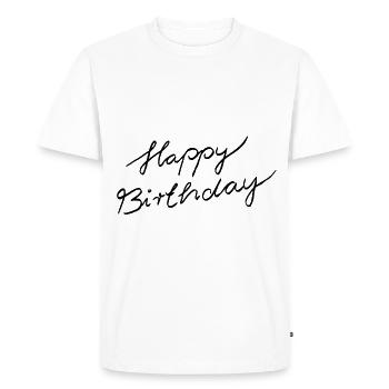Happy Birthday lettering - Men's Premium Organic T-Shirt - white - Front - Nico (187cm)