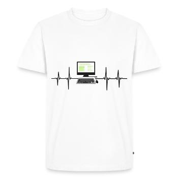 Ordinateur EKG programmeur de rythme cardiaque pc nerd - T-shirt Premium bio Homme - blanc - Devant - Nico (187cm)