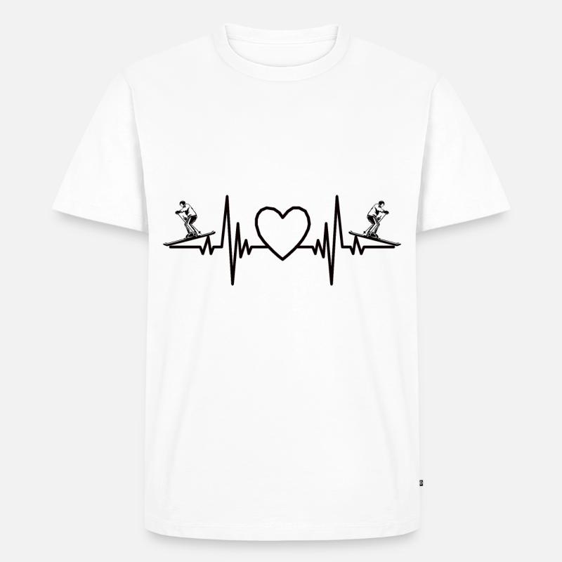 Ski Heartbeat Pulse Skier Sciatori ECG Sci - Maglietta ecologica premium da uomo - bianco