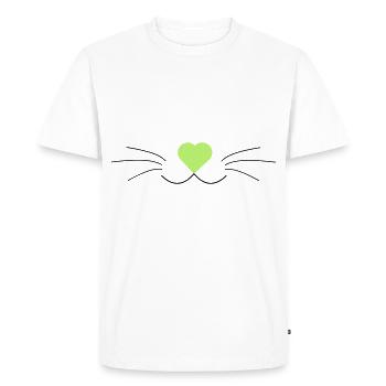 Moustaches du chat, vert et noir, avec coeur - T-shirt Premium bio Homme - blanc - Devant - Nico (187cm)