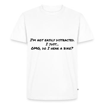 Moto disant DIFFICILE distraite. OH A BIKE - T-shirt Premium bio Homme - blanc - Devant - Nico (187cm)