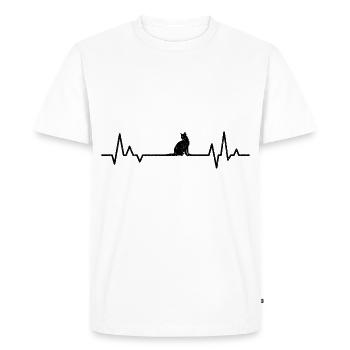 Chat Chats Propriétaire de chat Heartbeat - T-shirt Premium bio Homme - blanc - Devant - Nico (187cm)
