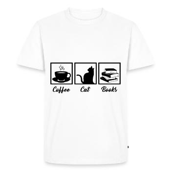Coffee cat books - Men's Premium Organic T-Shirt - white - Front - Nico (187cm)