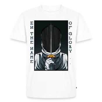 Dans The Name Of Glory | Escrime Cadeau d’escrime - T-shirt Premium bio Homme - blanc - Devant - Nico (187cm)