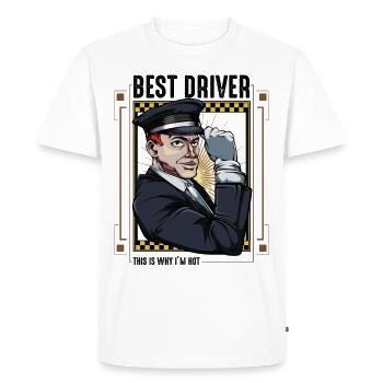 Chauffeur de taxi Chauffeur Taxi Taxe Idée cadeau - T-shirt Premium bio Homme - blanc - Devant - Nico (187cm)