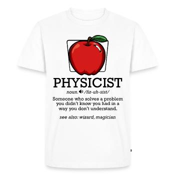 physicist - Men's Premium Organic T-Shirt - white - Front - Nico (187cm)