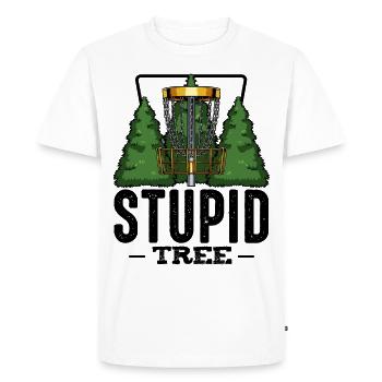Stupid Tree Disc Golf saying Frisbee gift - Men's Premium Organic T-Shirt - white - Front - Nico (187cm)