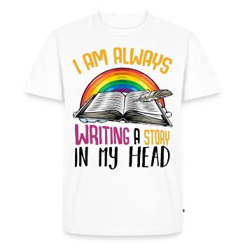 Writer statement saying author gift - Men's Premium Organic T-Shirt - white - Front - Nico (187cm)