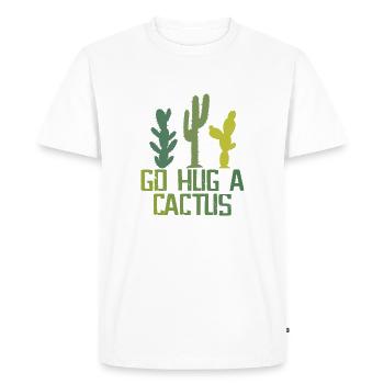 Allez faire un câlin à un cactus - Ironic and Sarcastic Anti Social - T-shirt Premium bio Homme - blanc - Devant - Nico (187cm)