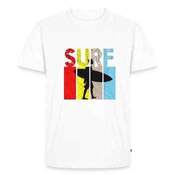 T-Shirt homme surf J'aime adorer les vagues Vintage - T-shirt Premium bio Homme - blanc - Devant - Nico (187cm)