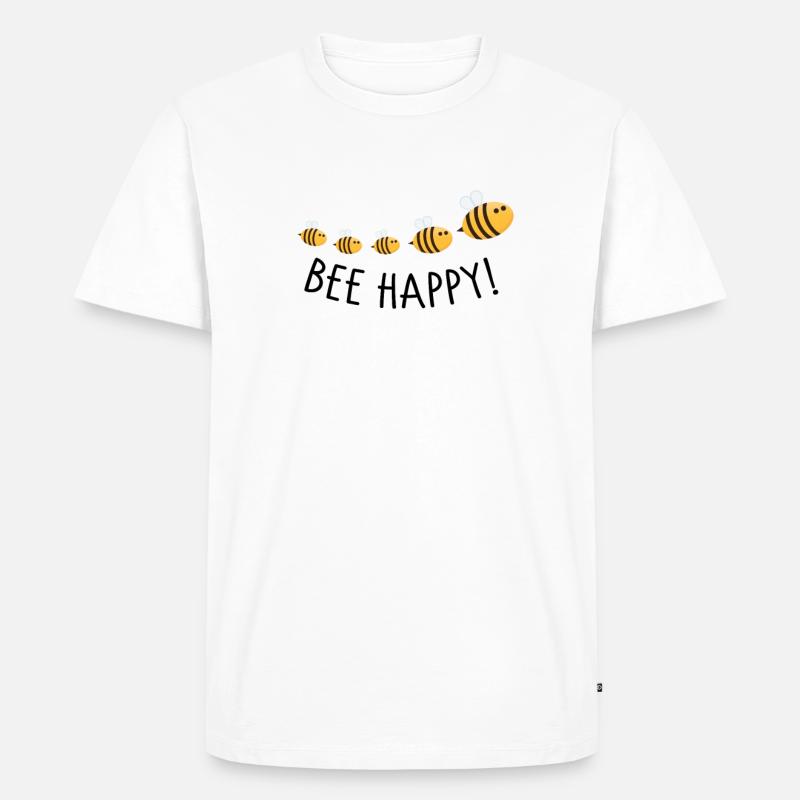 Bee happy - Männer Premium Bio T-Shirt - Weiß