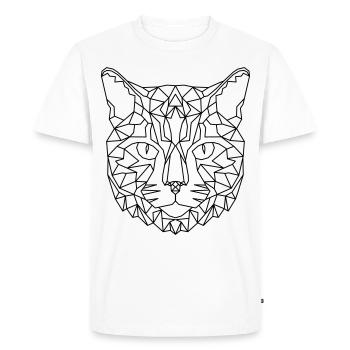 Chat géométrique - T-shirt Premium bio Homme - blanc - Devant - Nico (187cm)