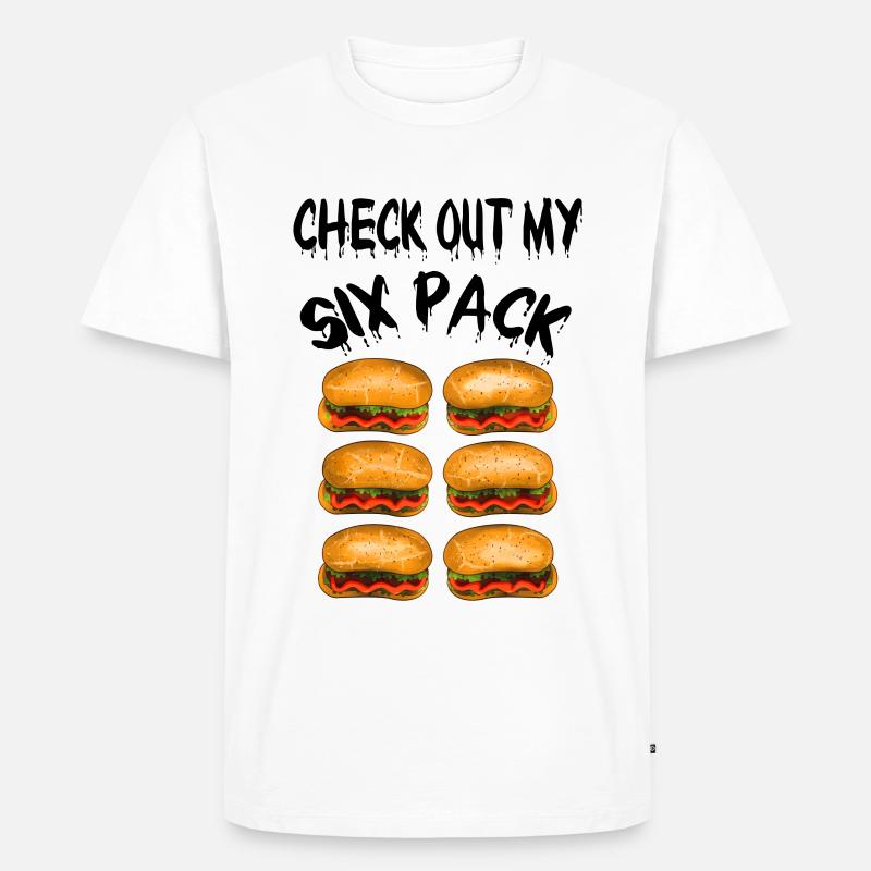 Check Out my Six Pack- Essen - Männer Premium Bio T-Shirt - Weiß