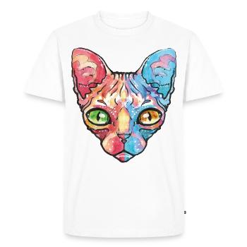 Ägyptische Mau Farbenfroh - Männer Premium Bio T-Shirt - Weiß - Vorne - Nico (187cm)