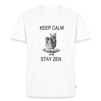 bear keep calm and stay zen - Men's Premium Organic T-Shirt - white - Front - Nico (187cm)