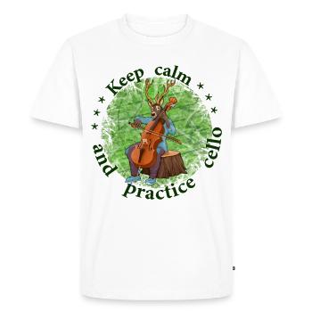 Keep calm practice cello cello reindeer - Men's Premium Organic T-Shirt - white - Front - Nico (187cm)