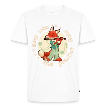 Keep calm practice flute flute fox - Men's Premium Organic T-Shirt - white - Front - Nico (187cm)