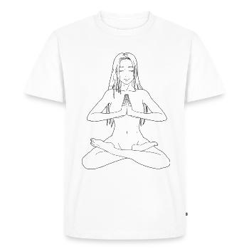 Yoga Meditation Femme nue Silhouette - T-shirt Premium bio Homme - blanc - Devant - Nico (187cm)