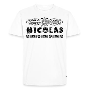 NICOLAS Garçon Nom personnalisé - T-shirt Premium bio Homme - blanc - Devant - Nico (187cm)