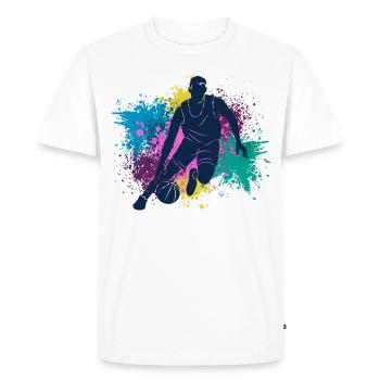 Basketball Player Grungy Color Splashes - Men's Premium Organic T-Shirt - white - Front - Nico (187cm)