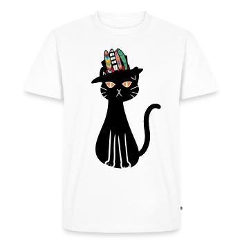Hippie Cat Cats Chaton Chats Animaux de compagnie Enfants - T-shirt Premium bio Homme - blanc - Devant - Nico (187cm)
