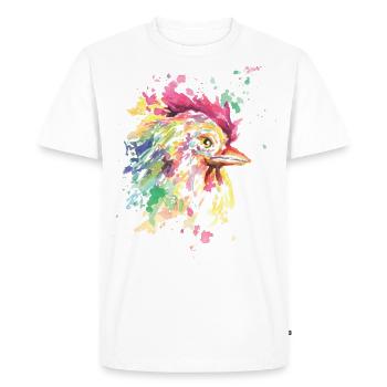 Poulet coloré dessiné | Idée de cadeau - T-shirt Premium bio Homme - blanc - Devant - Nico (187cm)