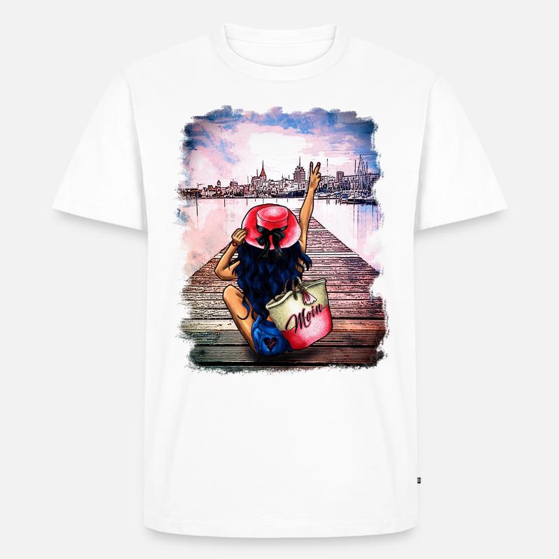 Rostocker Skyline Gehlsdorf - Männer Premium Bio T-Shirt - Weiß