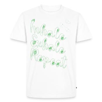 Inhalez expirez répéter la méditation de yoga - T-shirt Premium bio Homme - blanc - Devant - Nico (187cm)
