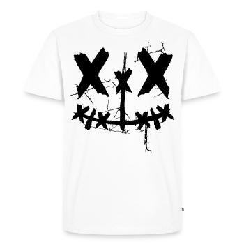Smiling Face X Eyes cool face Halloween Fun - Men's Premium Organic T-Shirt - white - Front - Nico (187cm)