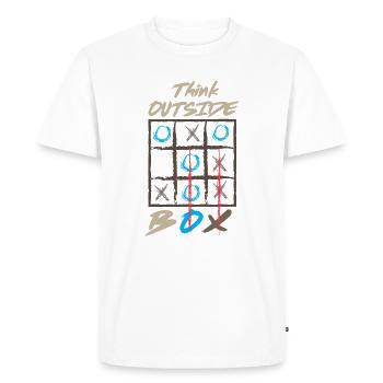 En dehors de la boîte - T-shirt Premium bio Homme - blanc - Devant - Nico (187cm)