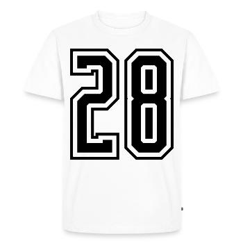 28 Numéro de numéro - T-shirt Premium bio Homme - blanc - Devant - Nico (187cm)